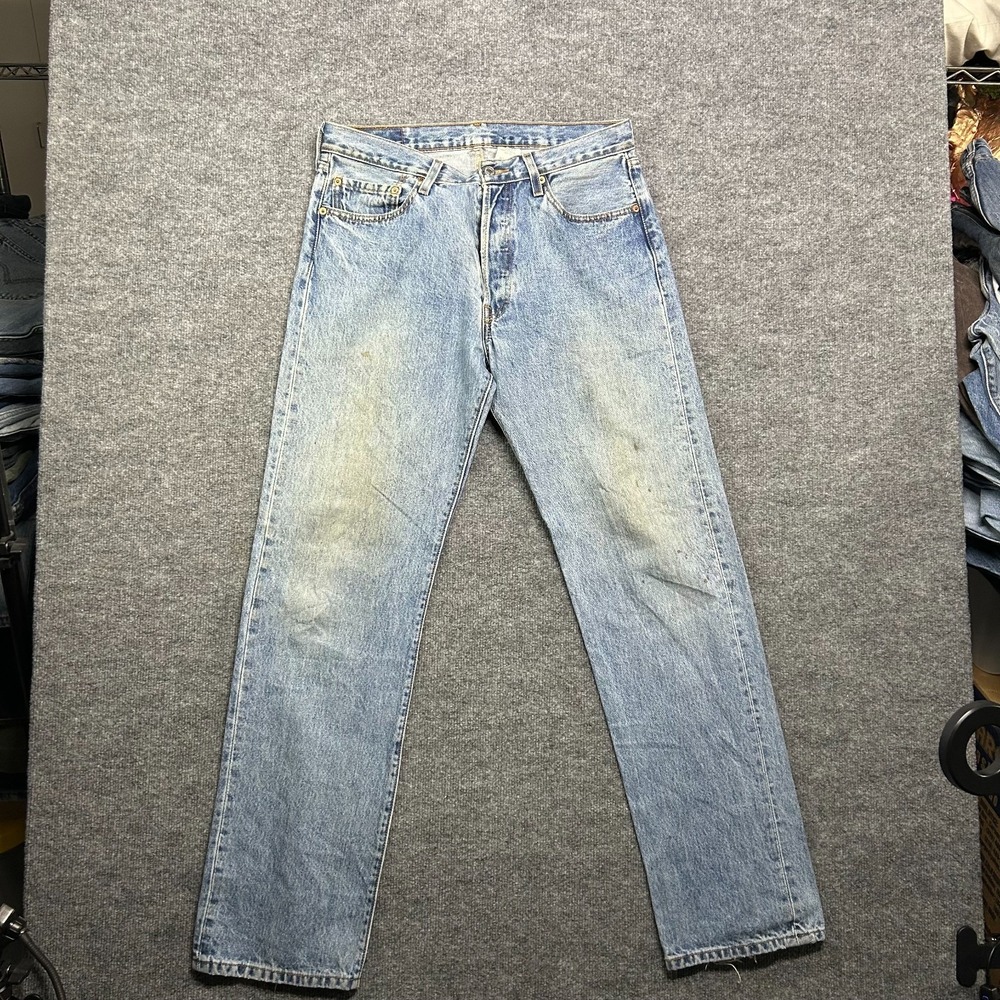 Levi's 501 Jeans Men's Blue Denim Mid Rise Pockets Button Fly Classic - 34X33